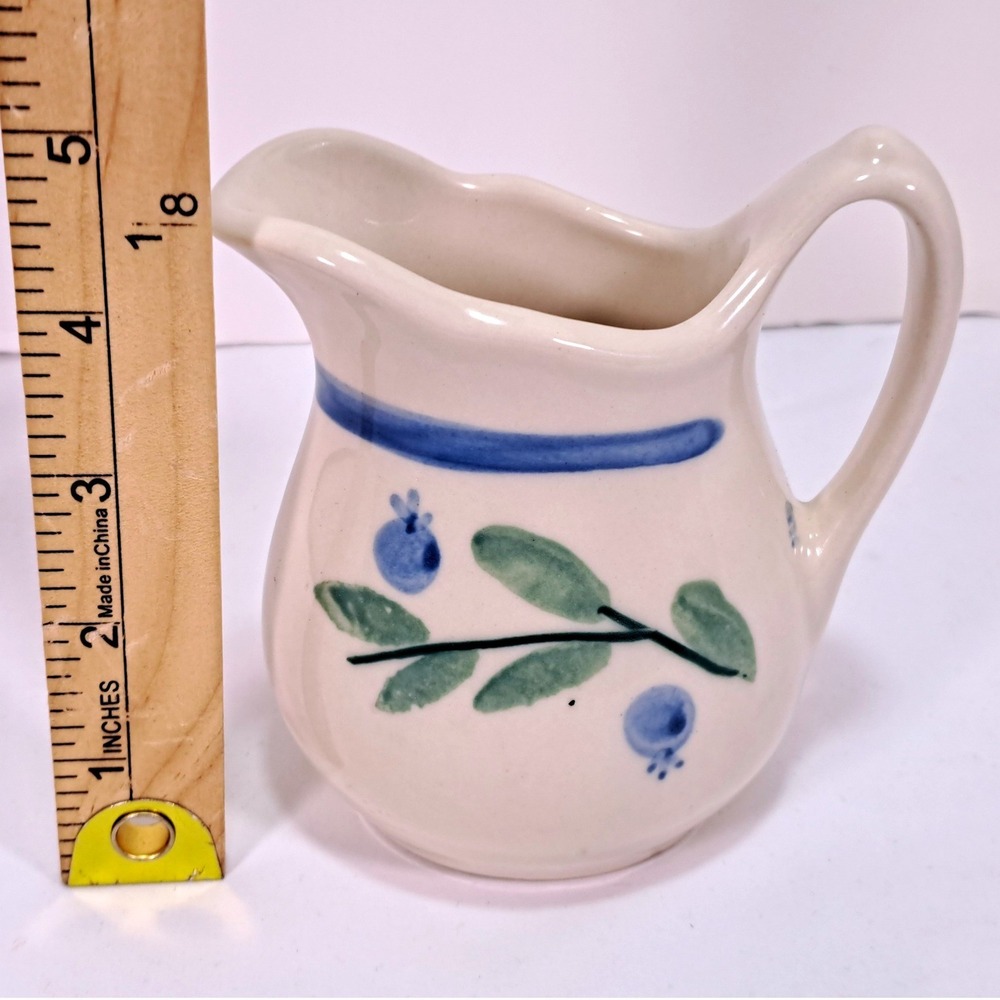 Hartstone USA Pottery Blueberry Creamer Pitcher Vintage 1993 Hand Painted 4.5in